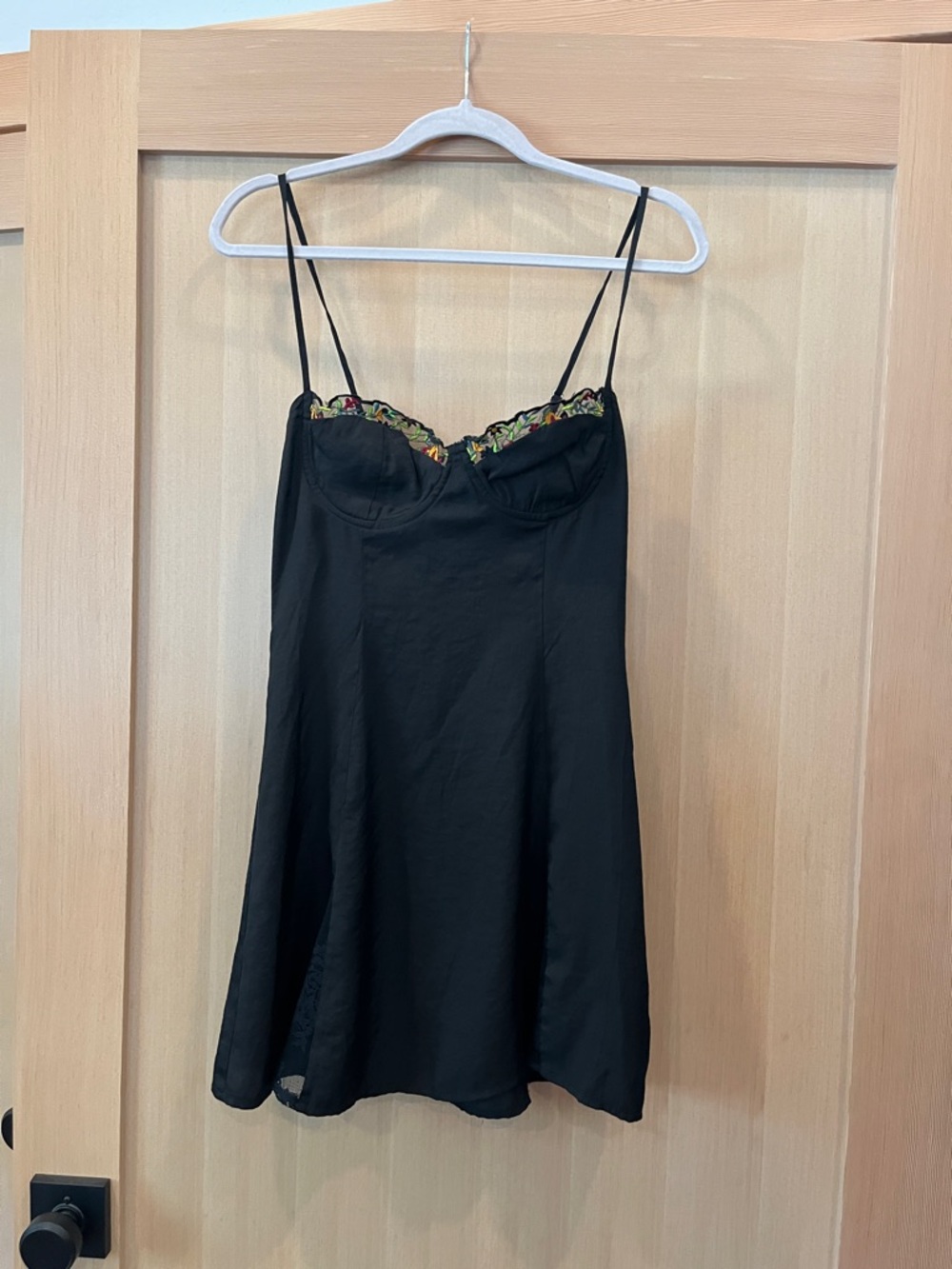 Princess Polly Black Slip Dress with Floral Trim